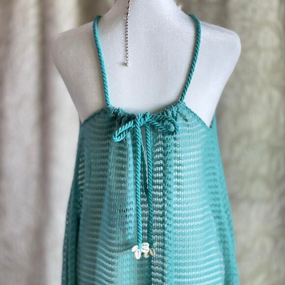 NWT Haute Hippie Blue Crochet Maxi Dress Beach Boho Rope Straps Pockets Size S - Picture 5 of 8